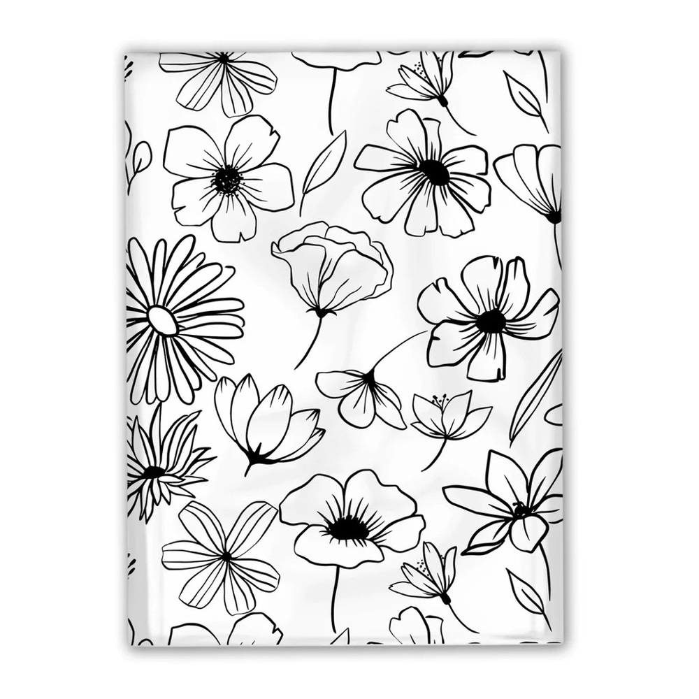 Black & White Sketched Floral Poly Mailer’s 10x13 Pack of 25 - Picture 1 of 7